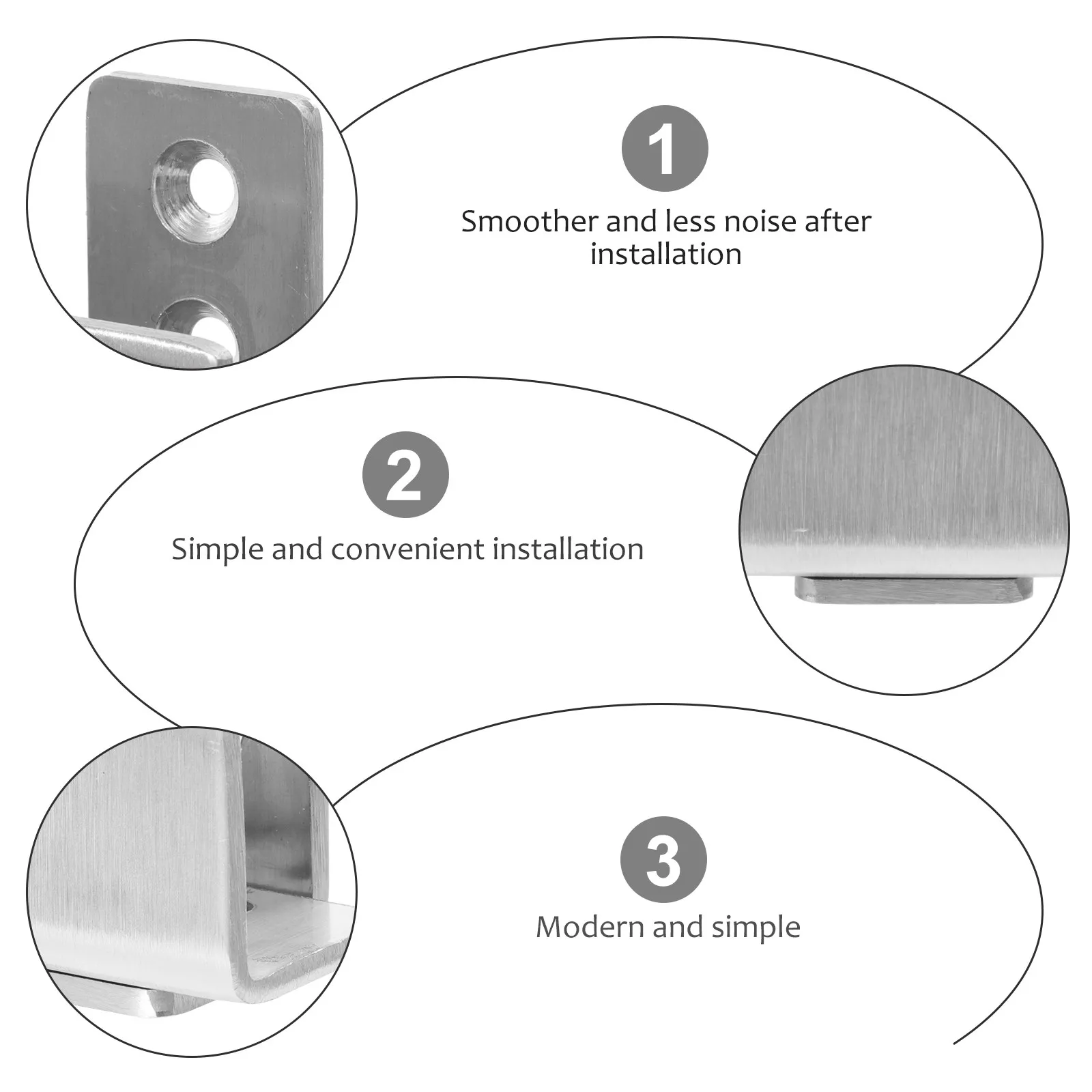 2Pcs Stainless Steel Barn Door Floor Guide Adjustable Sliding Stay Roller Anti-Scratch Smooth Metal Floor Guide