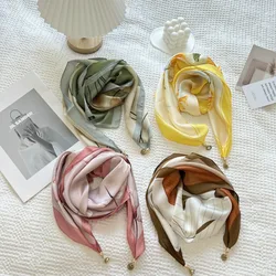 Magnetic Buckle Kerchief Scarf Women's 2024 New Versatile Fashion Scarf Decorative Scarf Neck Protection Western Square Scarf