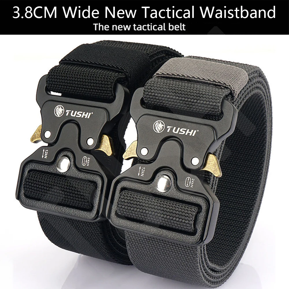 TUSHI Men Army Outdoor Hunting Tactical Multi Function Combat Survival High Quality Marine Corps Canvas For Aluminum Alloy Belt