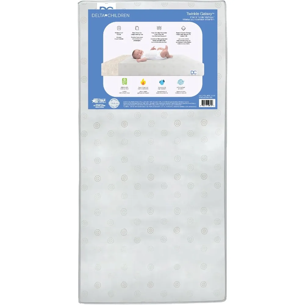 

Twinkle Galaxy Dual Sided Crib and Toddler Mattress - Premium Sustainably Sourced Fiber Core - Waterproof - GREENGUARD Gold Cer