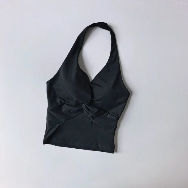 Neckline Strapless One-Piece Sports Bra Pilates Training Bra Sexy Back Yoga Tank Top Gathered Sports Underwear for Women view 6