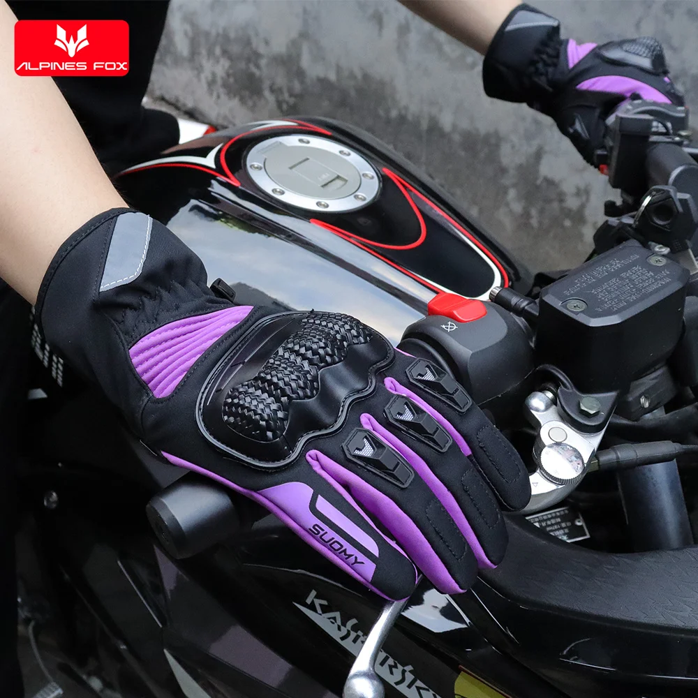SUOMY Winter Motorcycle Gloves Windproof Waterproof Warm Motorbike Riding Gloves Women Lady Pink Motocross Guantes Touch Screen view 4