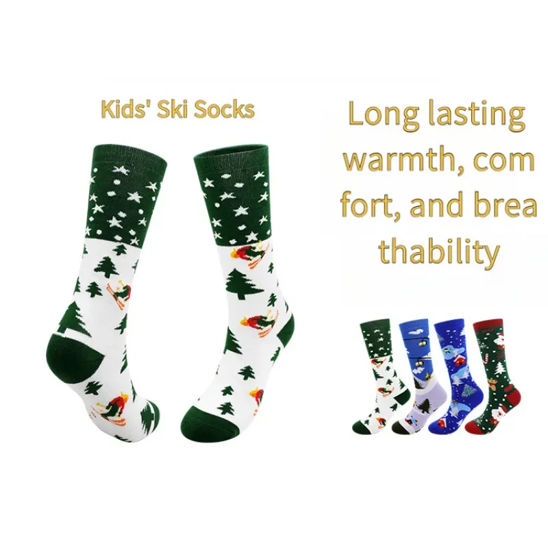 

1 двойная упаковка детских лыжных носков, теплые походные лыжные носки, зимние уличные носки, рождественский подарок