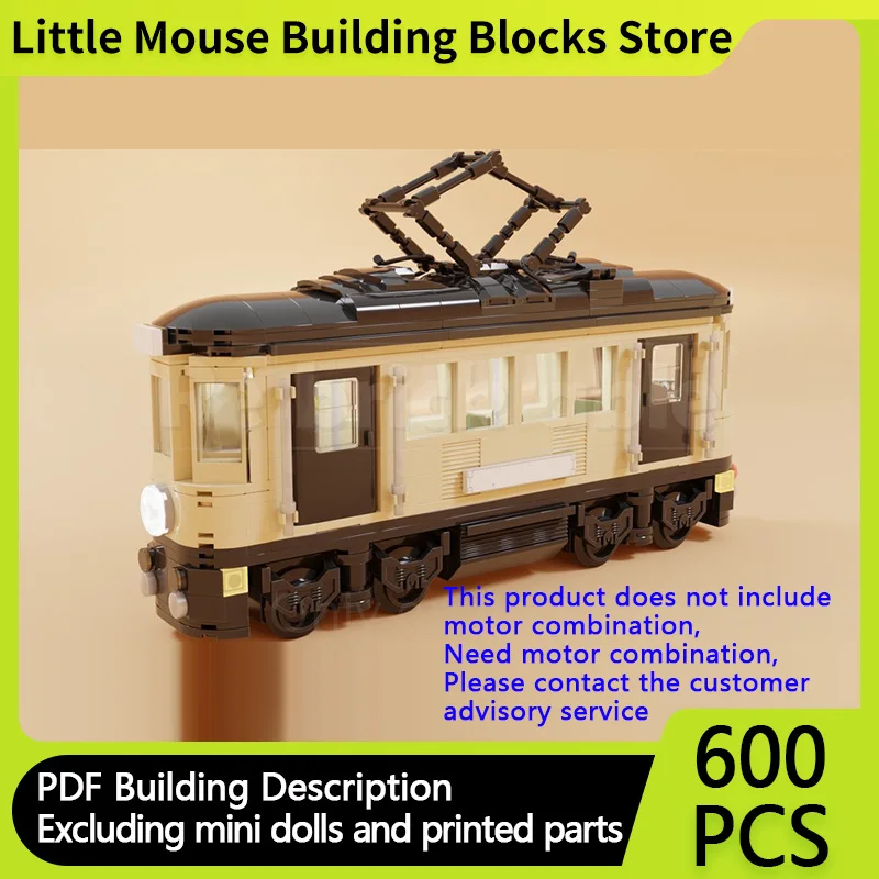 

City Car Model MOC Building Bricks Railway Vintage Style Tram Modular Technology Children Holiday Gifts Assemble Toys Suit