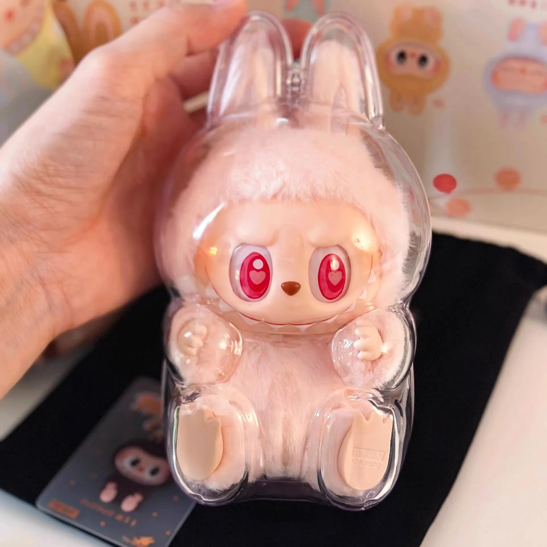 For Labubu Transparent Protective Cover Monster Toy Elf Doll Cover Storage Box Cute Elf Plushie Display Cover for Party Dolls