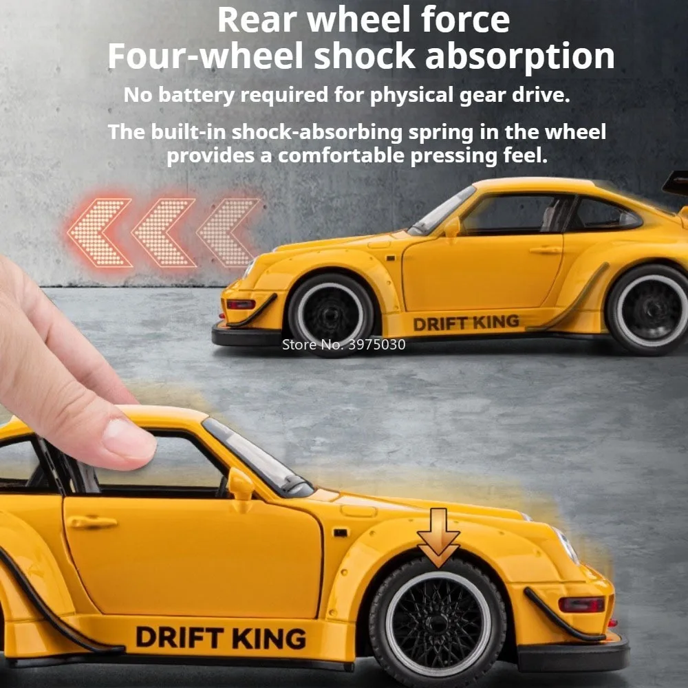 1:22 993 rwb shelby cobra brinquedos carros liga diecast modelos portas abertas carro esportivo em miniatura luz música veículo presentes de aniversário