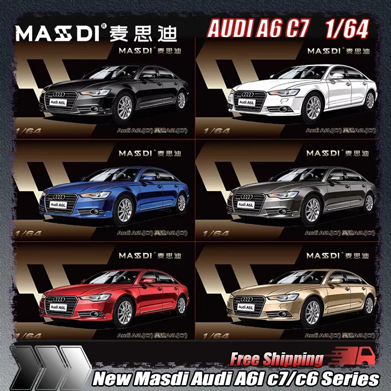 

New Masdi 1:64 Audi A6l C7/C6 Classic Series Alloy Diecast Mini Car Model Collectible Static One-Piece Toy For Boys Gift Ornamen