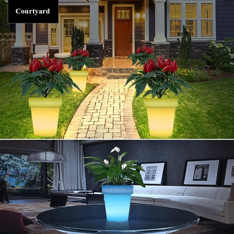 Plant Pot LED Glowing Flowerpot 7 Colorful Remote Control Plant Pot Can Fix Colors Planter For Garden Decor