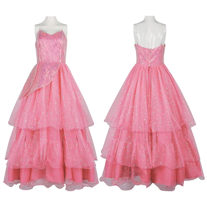 أزياء الساحرات التأثيرية الشريرة Glinda Elphaba ملابس فيلم قوطي حفلة لعب الأدوار بدلة وردية فستان أسود رداء قبعة vl;6