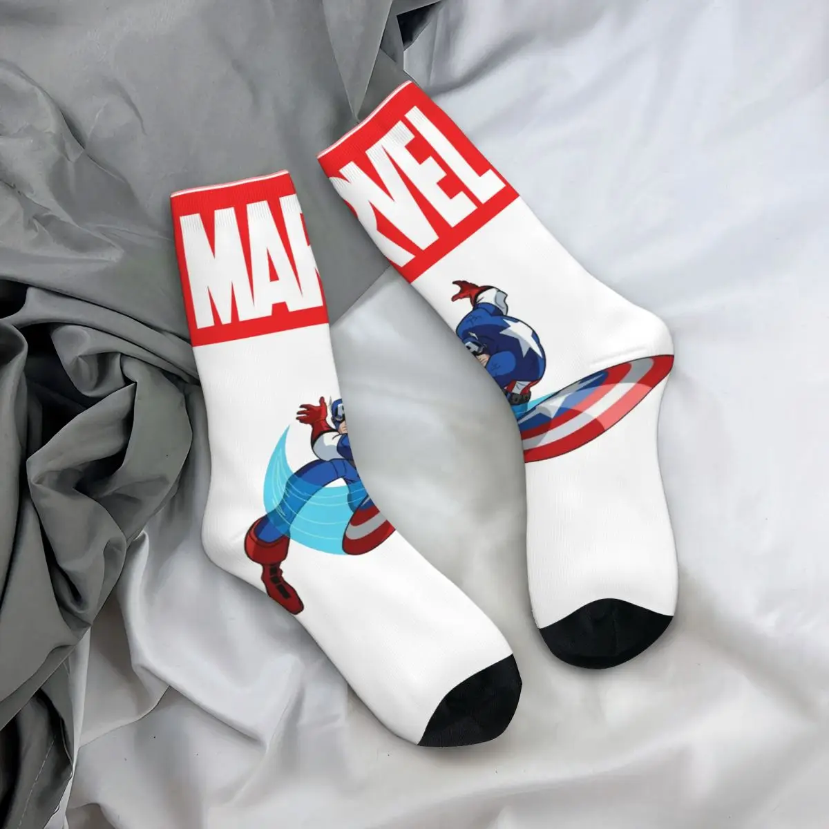 Hip Hop Vintage Hot Selling Marvel Crazy Men\'s compression Socks Unisex Captain America Street Style Pattern Printed Funny