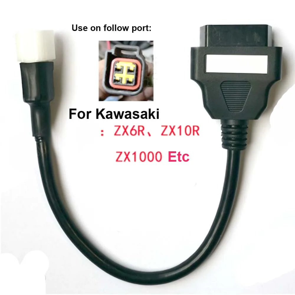 Кабель для преобразования OBD2 для Kawasaki, 4-контактный 6-контактный индикатор EFI мотоцикла, 16-контактный адаптер OBD, диагностический разъем