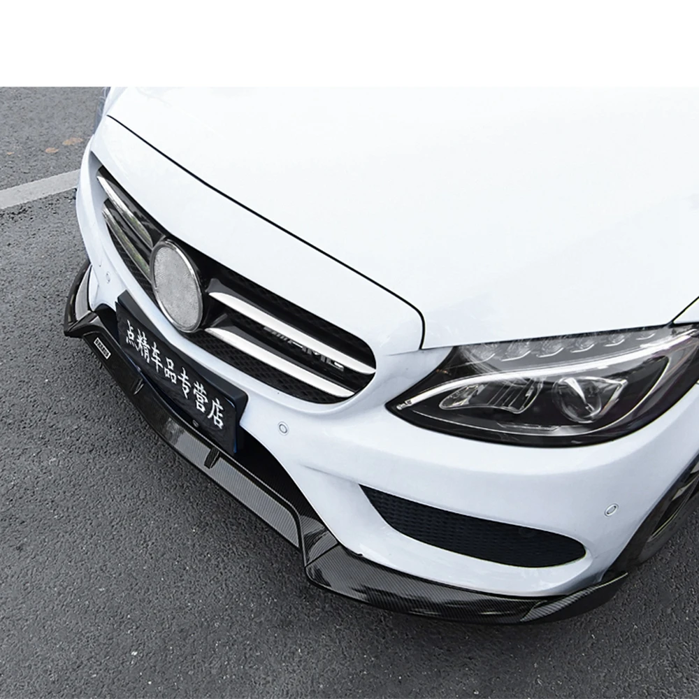 

Для Mercedes-Benz C-Class W205 C250 C300 C350 2015-2018: Комплект из 3-х частей — сплиттер переднего бампера, накладка на бампер, диффузор для Mercedes