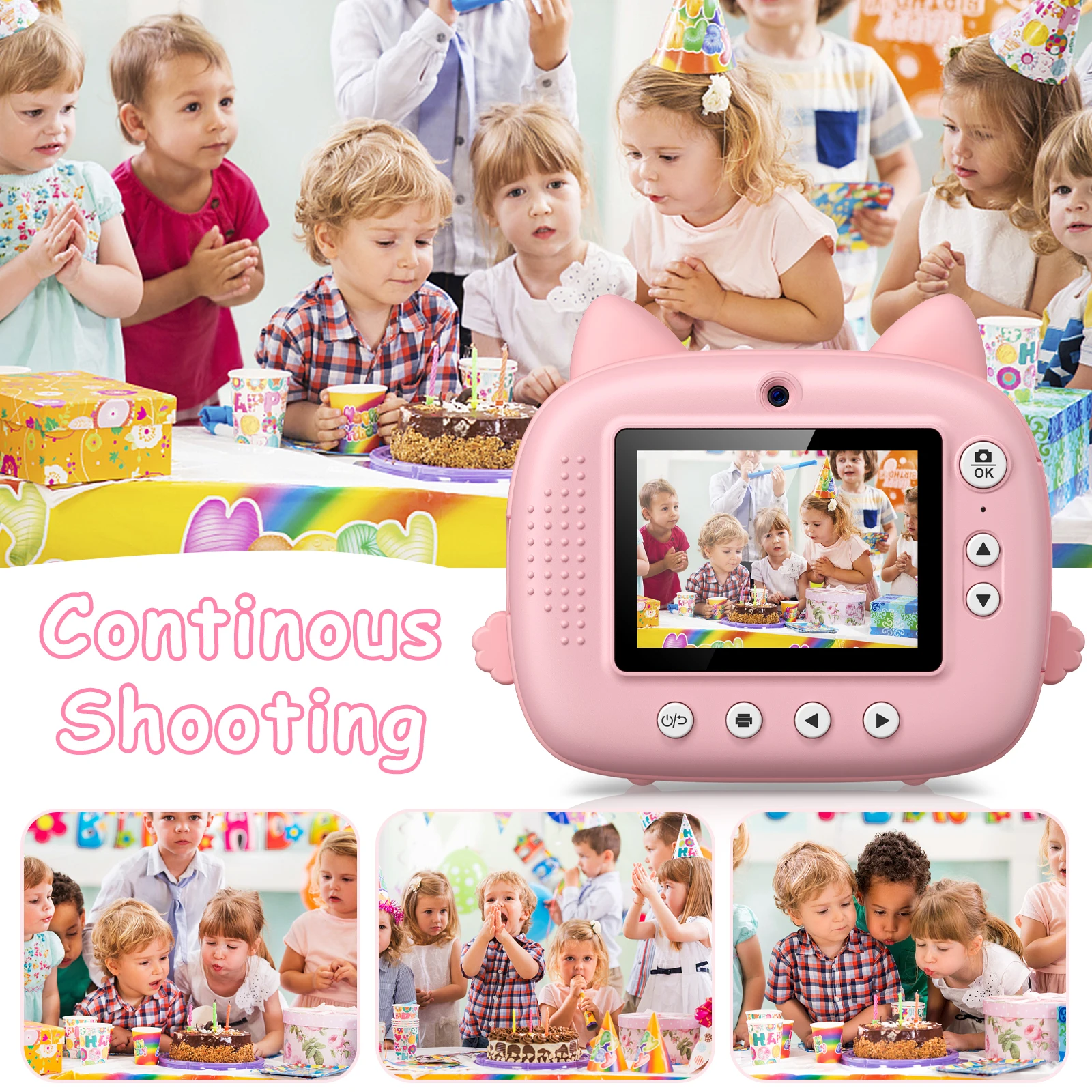 Cámara instantánea Gofunly para niños, cámara instantánea digital HD 1080P con tarjeta de 32 GB y 5 bolígrafos de color, cámara instantánea para regalos de niños