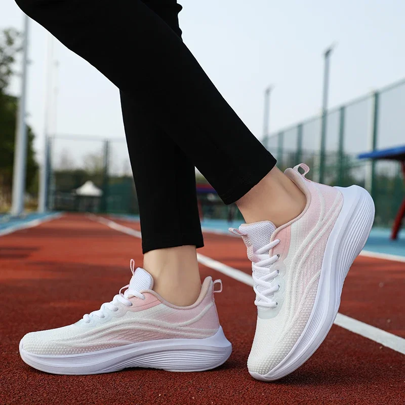 Women Flying Woven Sneakers Breathable Mesh Platform Casual Shoes Fashion Wedge Walking Shoes Ladies Daily Wear Sport Footwear