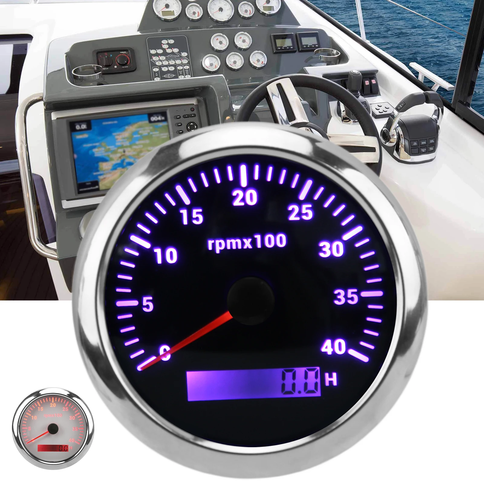 

4000RPM Tachometer Tachometer Gauge 85mm Tachometer Gauge 4000RPM IP67 Waterproof with 7 Color Backlight for Car Boat RV Yacht