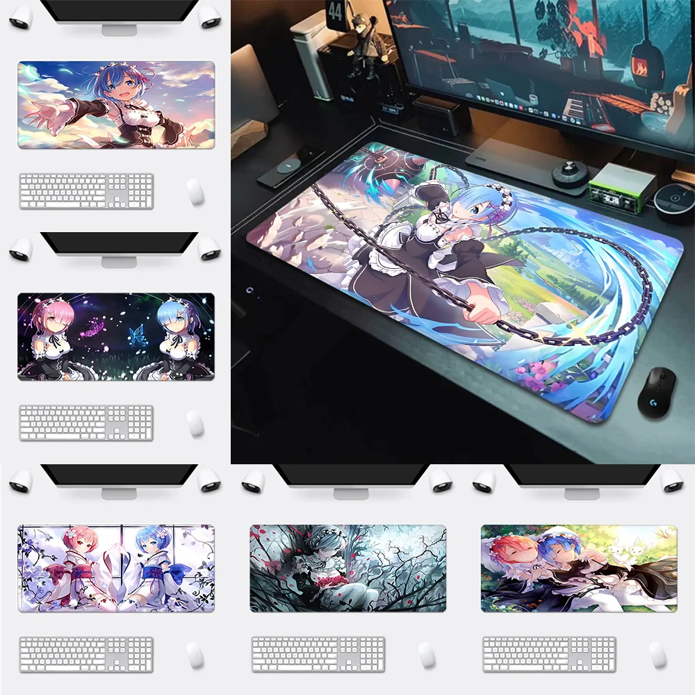 

Mousepad HD Printing Computer Gamers Locking Edge Non-slip Mouse Pad Classic Hot Re Zero Anime XXL90x40cm Keyboard PC Desk Pad