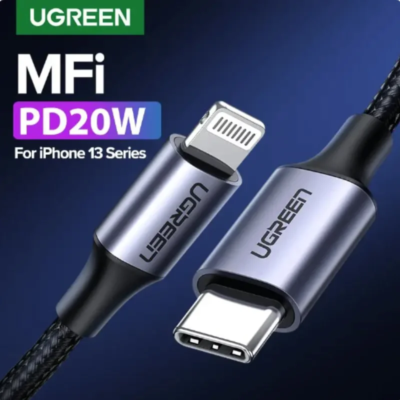 Ugreen MFI certified usb c to lightning cable charger for iPhone 13 12 11 xs xr 8 plus Apple ipad PD Fast charging data short 2m