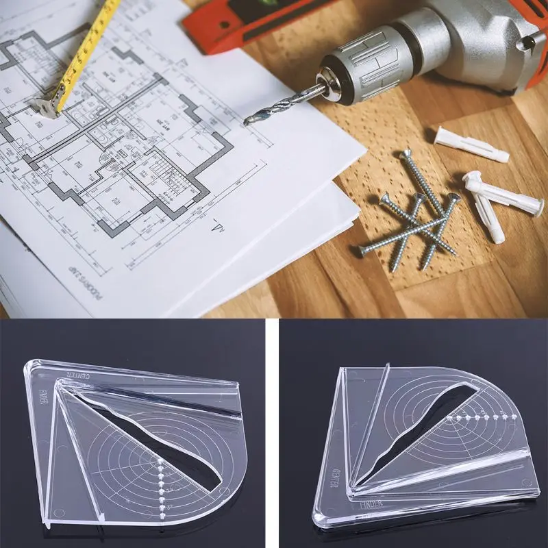 Buscador central plástico 367D, herramienta medición carpintería transparente para hexágono octagonal redondo cuadrado,