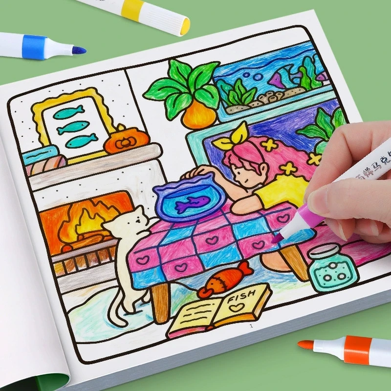 Children's Drawing Book Graffiti Animal Ocean Drawing Colorful Drawing Kindergarten Fun Coloring Book