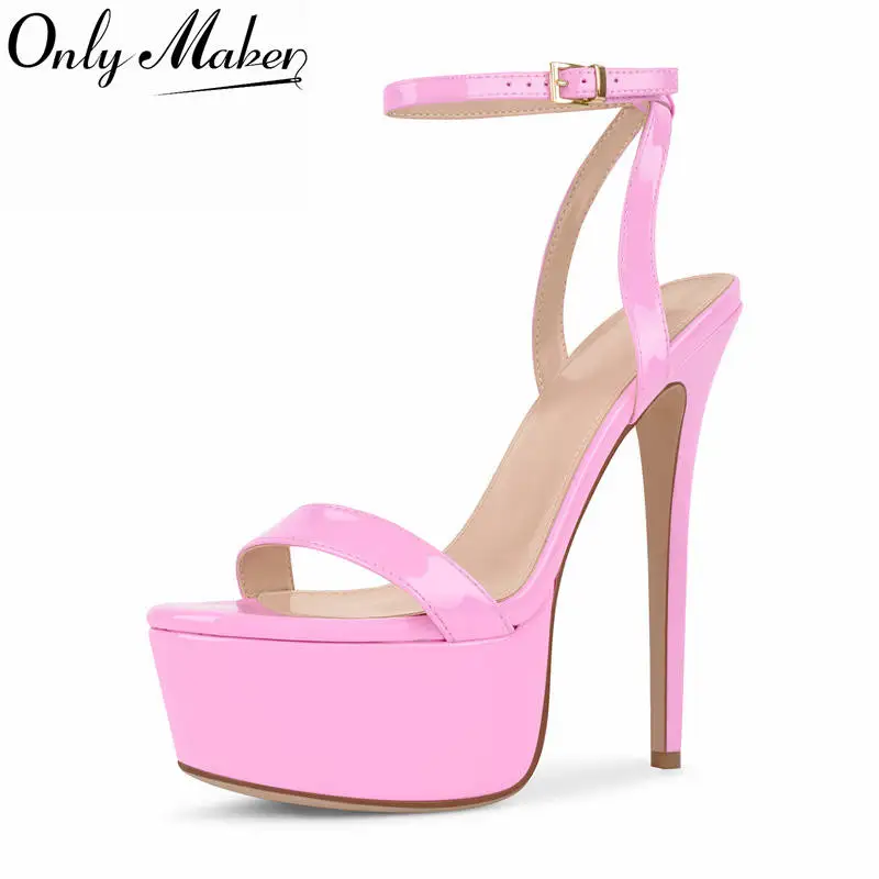 Onlymaker Women Round Open Toe Platform Stiletto High Heels Slingback Ankle Strap Sexy Wedding Party Dress Heeled Sandals