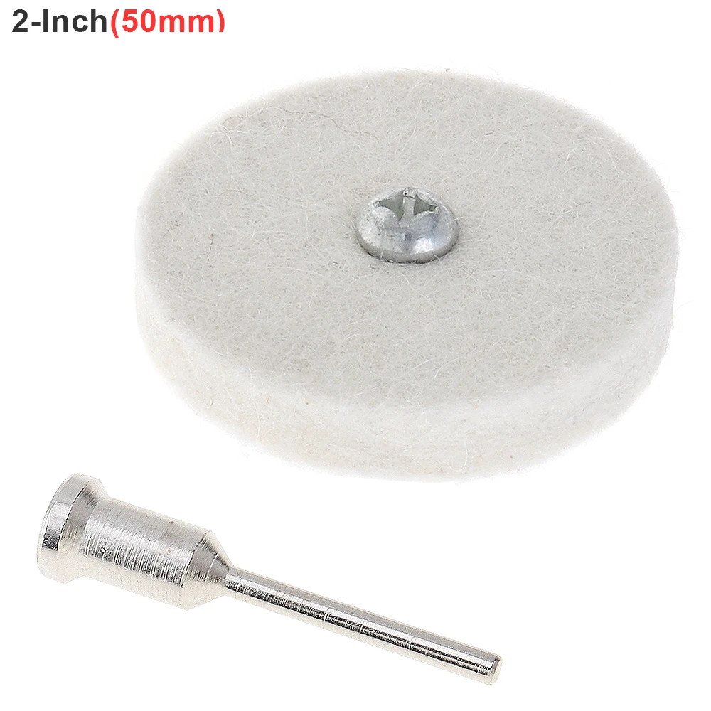 2 Zoll T-förmige weiße Wolle Poliers cheibe Spiegel Polier puffer Watte pad 3mm Schaft zum Oberflächen polieren Schleifen