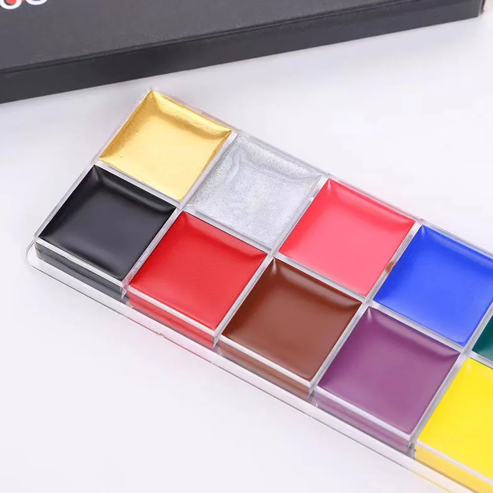 12 colori pittura a olio viso corpo vernice ad alta pigmentazione per la festa di bellezza Halloween sicuro Flash tatuaggio pittura arte cosmetici