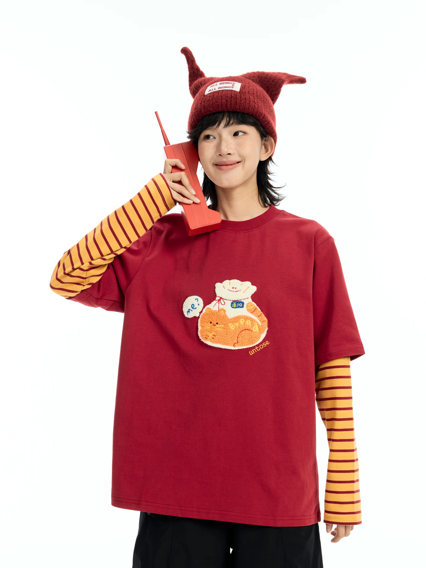 

Casual Long Sve T-irt Towel Patchwork Loose Fit Striped Pattern ex round Ne Cotton 00% Gejie Universe Little ...