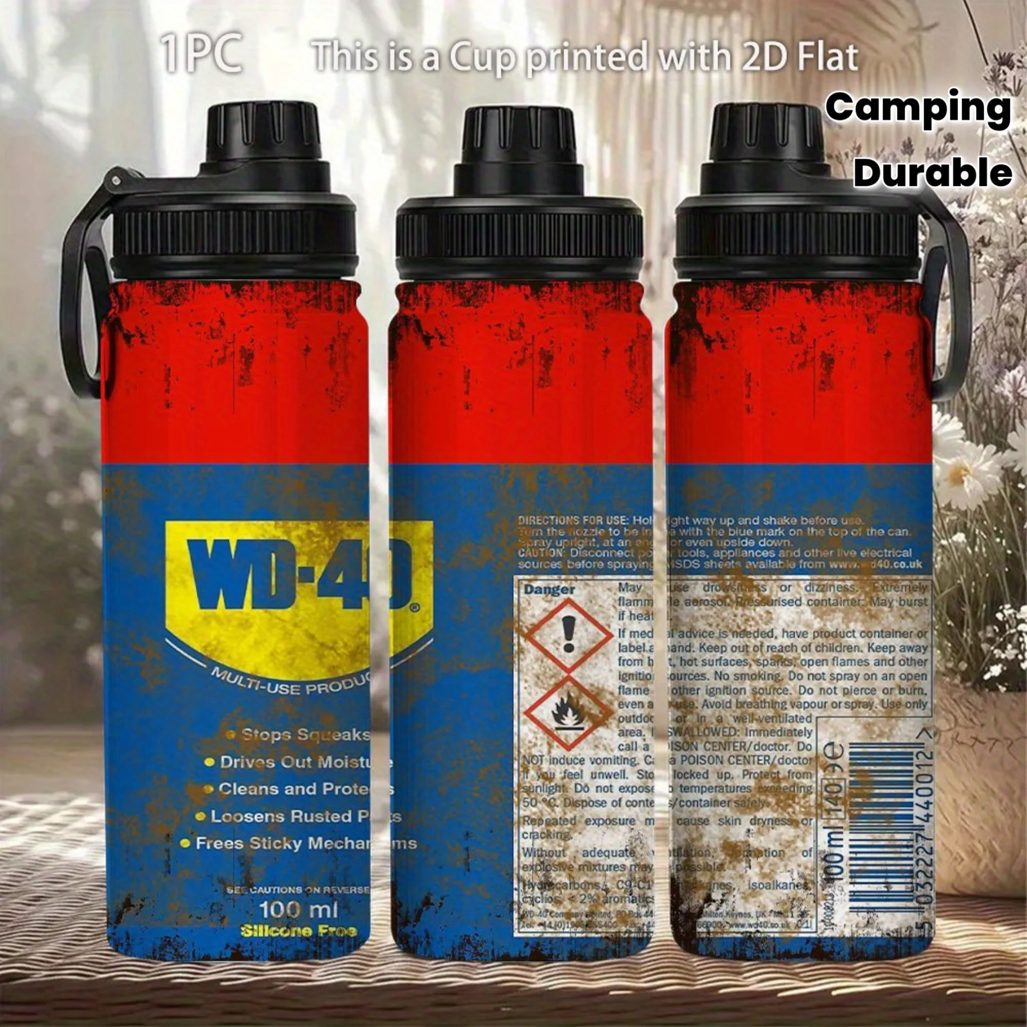 WD-40 Themen-Trinkbecher aus Edelstahl (20oz) mit WD-40 Logo & Mehrzweck-Design - Doppelwandiger Vakuum-Isolierbecher für Heiß-/Kaltgetränke