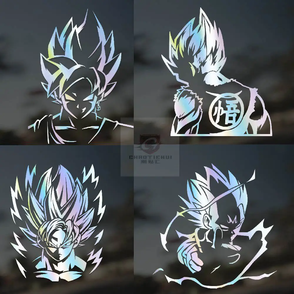 Personalized Dragon Ball Goku Vegeta Reflective Sticker Car Body Modification Sticker Motorcycle Front Windshield Sticker