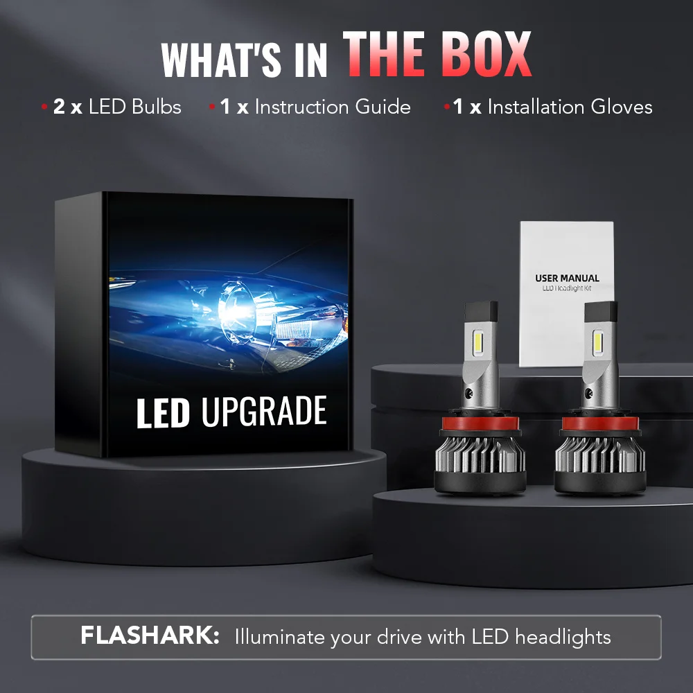 

X2 H11/H9/H8 100W 6000K White IP67 LED Headlight Bulbs 2Pcs