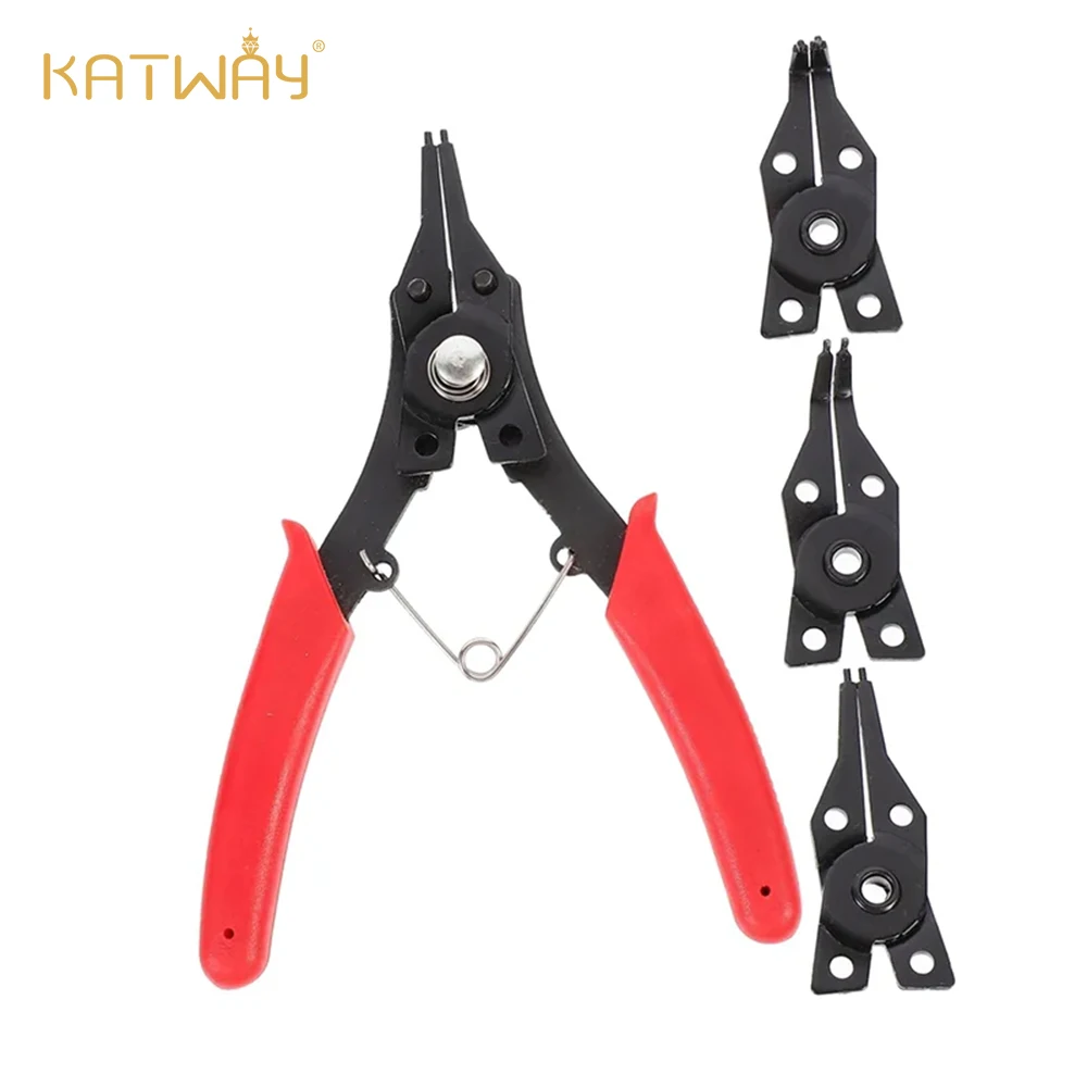 

KATWAY 4-in-1 Snap Ring Pliers Spring Release Tool, Red Disassembly Pliers for Candle Cover & Snap Ring Repair HH-AA30