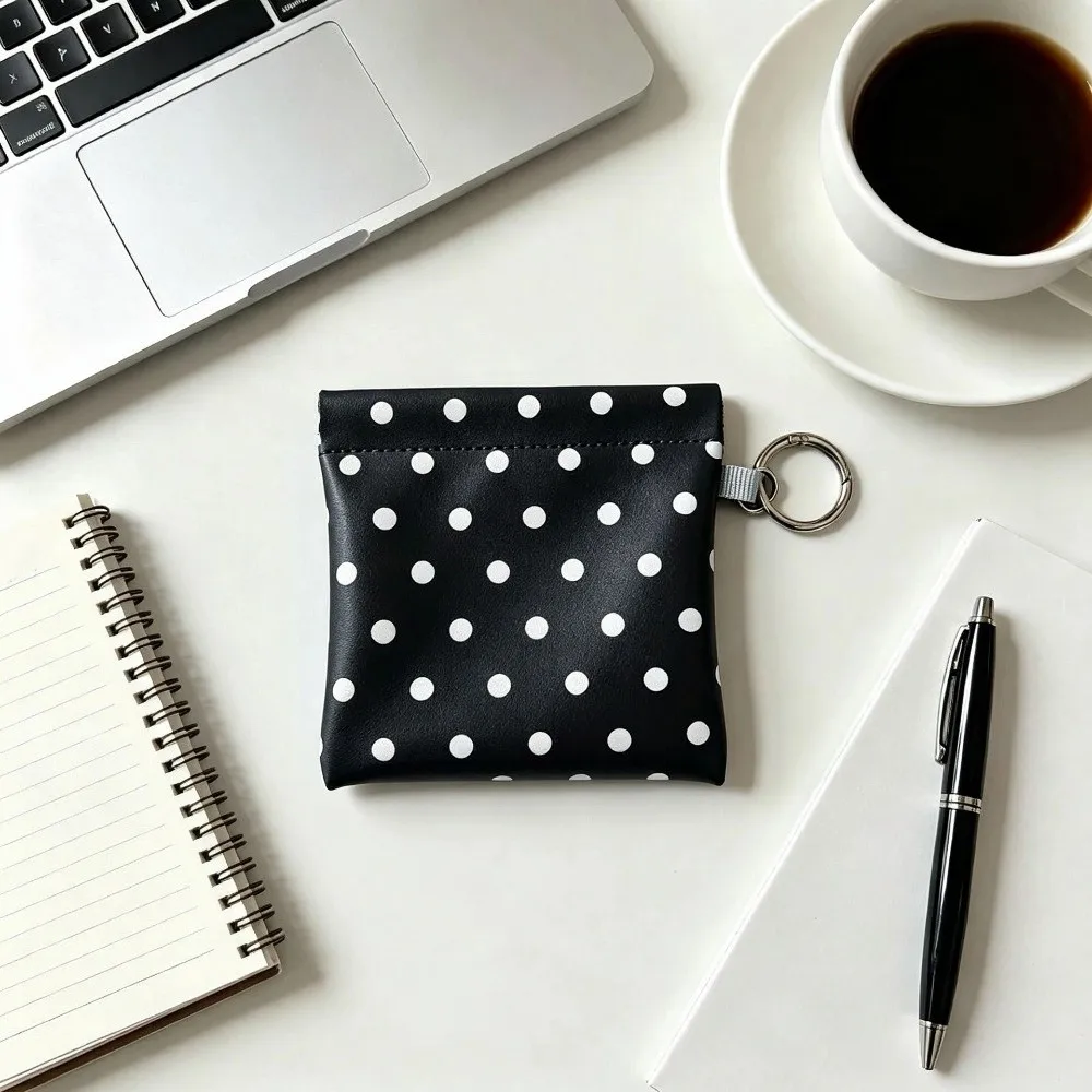 PU Self-closing Storage Bag Automatic Closed Small Size Hanging Lipstick Pouch Portable Pendant Design Card Pack Commute