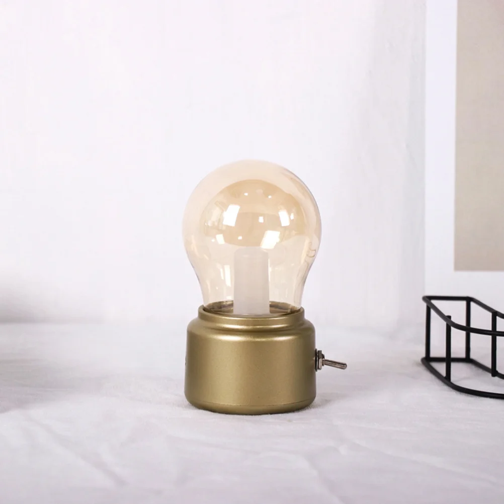 

Vintage Bulb Night Light Led Rechargeable Golden Round Lamp Metal Toggle Switch For Bedroom Home Cafe Bar Wedding Decor Retro