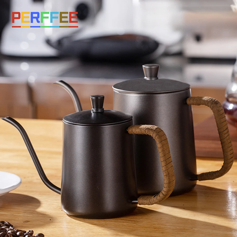 350ml 600ml Drip Kettle Coffee Tea Pot Non-stick Coating Food Grade Stainless Steel Gooseneck Thin Mouth Coffee Drip Kettle