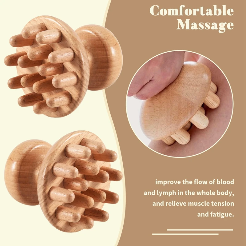 

Деревянный массажер в форме гриба для терапии, антицеллюлитный роликовый массажер для фасций, для снятия боли в мышцах всего тела