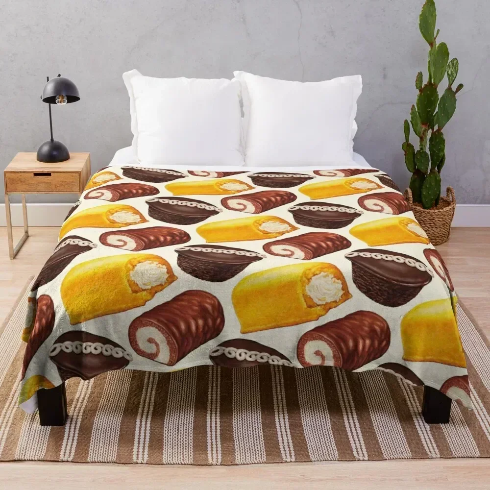 

American Snack Cakes Pattern Throw Blanket Cozy Light Blanket for Travel Camping Picnic