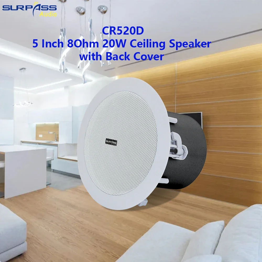 Home Theater Sound System 5 Inch 8 Ohm 20W Ceiling Speaker Moisture-Proof In Wall Ceiling Speaker  ABS Material with Back Cover