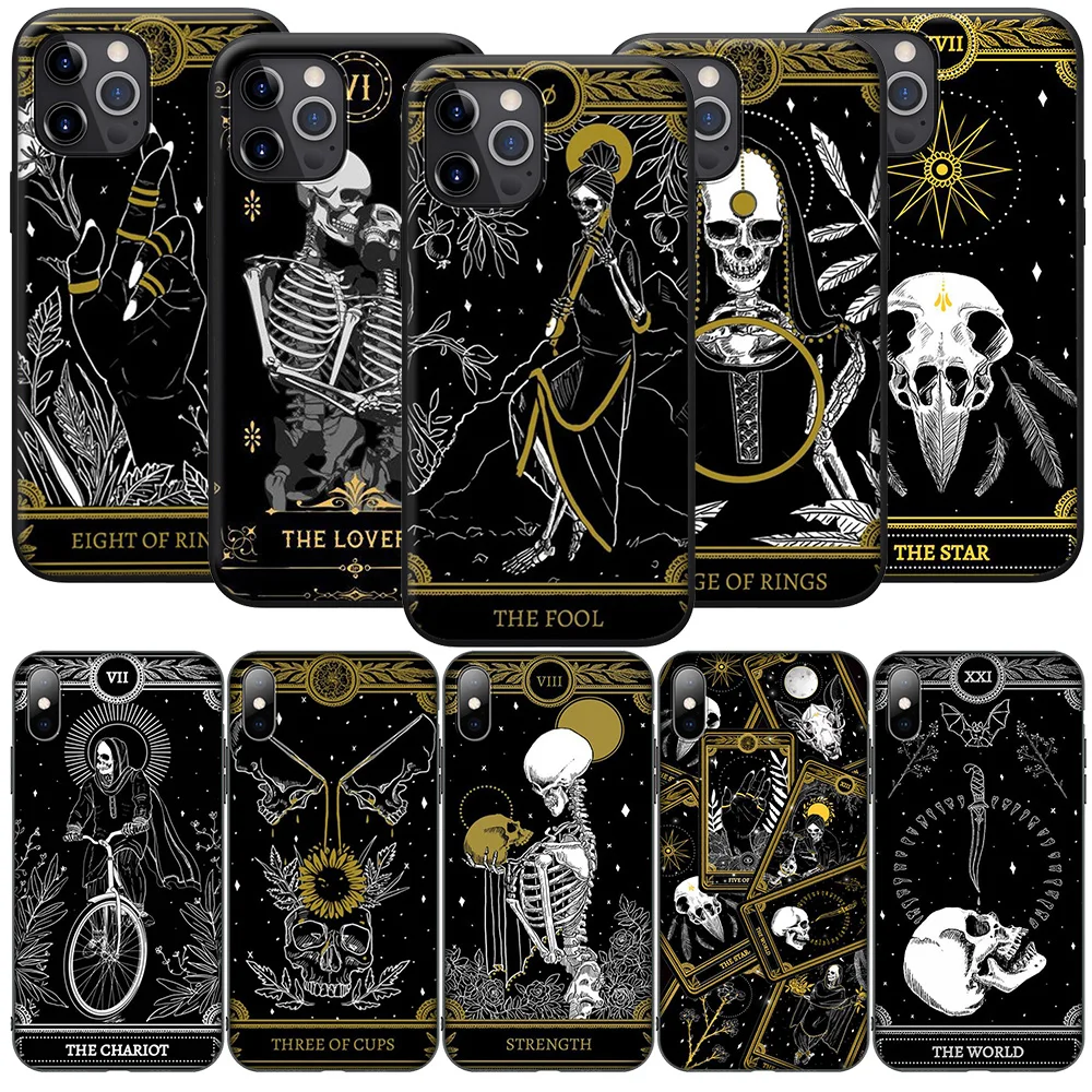 SK119 Moon Tarot Card Divine Skull Phone Soft Case for Xiaomi POCO M6 M5 M4 F5 X6 C65 C55 C50 C51 C40  X4 Pro