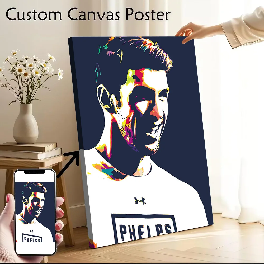 Michael Phelps Poster Canvas Wall Art Personalized Print Modern Painting Perfect Gift for Decor Living Room Decoration Bedroom