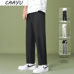 CAAYU Men Wide Leg Pants 2024 New Casual Light Weight Joggers Trousers Streetwear Hiphop Cold Feeling Comfortable Home Pants Men