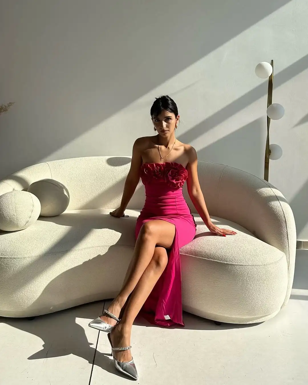 Charm Strapless 3D ดอกไม้ชุดสตรีเซ็กซี่ด้านข้างแยก Mermaid Maxi Slim Fit ซาตินสีทึบชุด vestido de Noche 2025