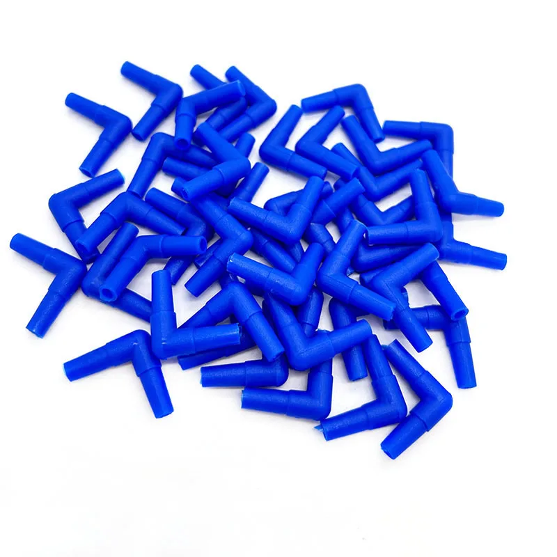 10pcs/lot 4mm Blue Elbow Connector Aquarium Fish Tank Air Pump Connector Control Valve Air Pipe Tube Accessories Plastic