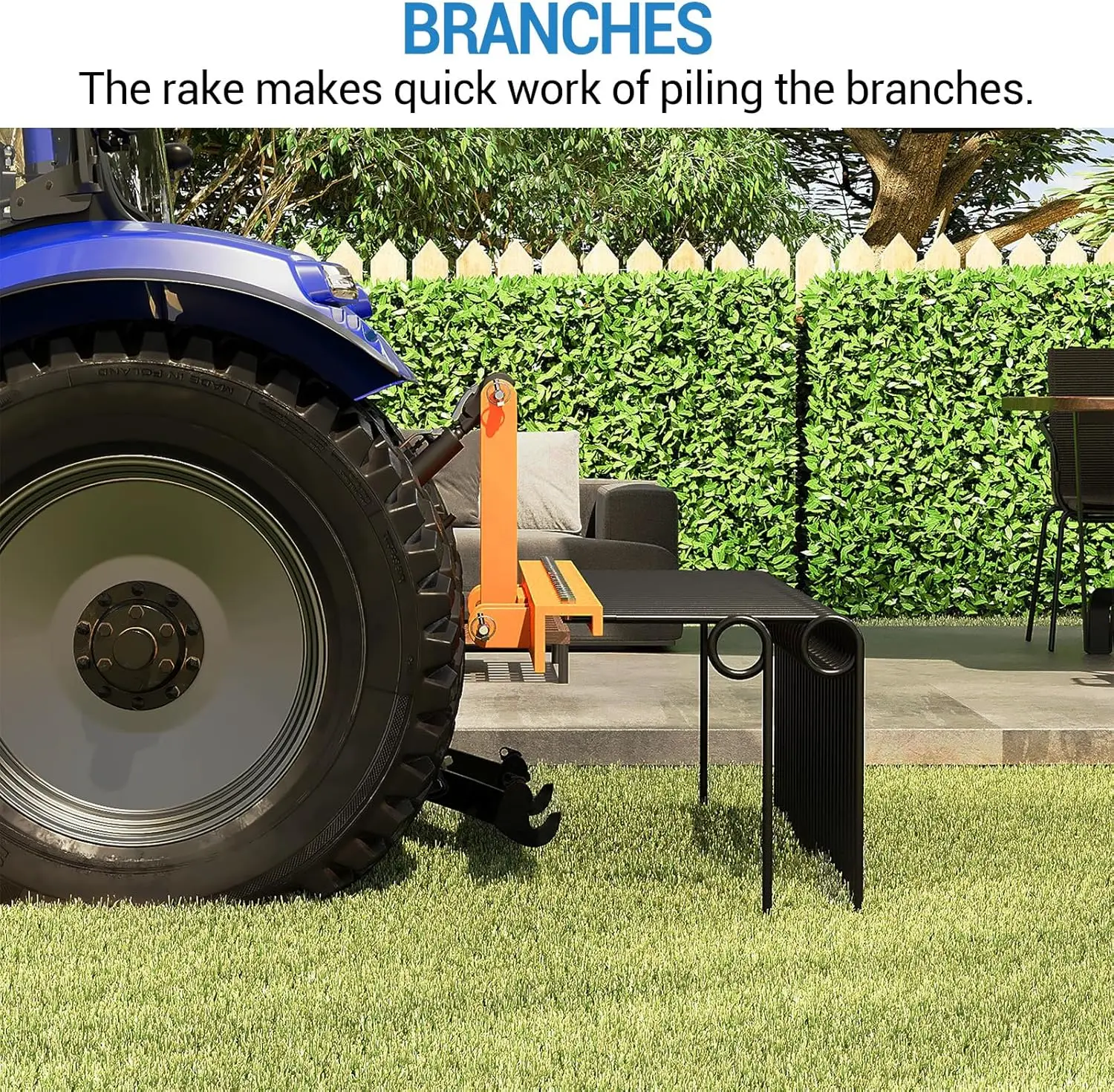 مشط إبرة من قش الصنوبر مقاس 72 بوصة، مشط المناظر الطبيعية النقطية وجهاز فصل العشب للجرارات، ومسابك المناظر الطبيعية ذات 3 نقاط، 30 نوعًا من الفولاذ الربيعي،