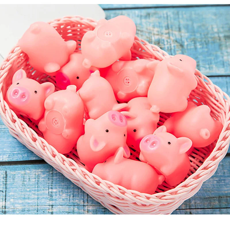 5pcs/lot 5cm Cute Pig Toys Pink Screaming Rubber Pig Action Figure Toys Voice Toys Gift Pet Squeak Chew Gift