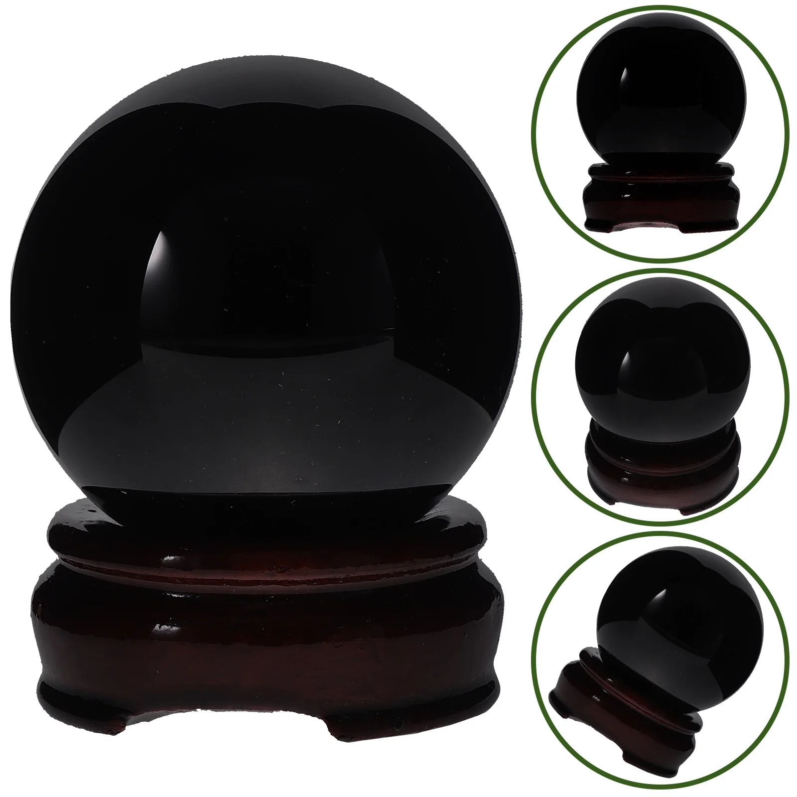 مجموعة واحدة من كرات السج الكريستالية السوداء ذات الكرة الناعمة المزخرفة مع قاعدة خشبية على سطح الطاولة ديكور المنزل كرة كريستالية #2
