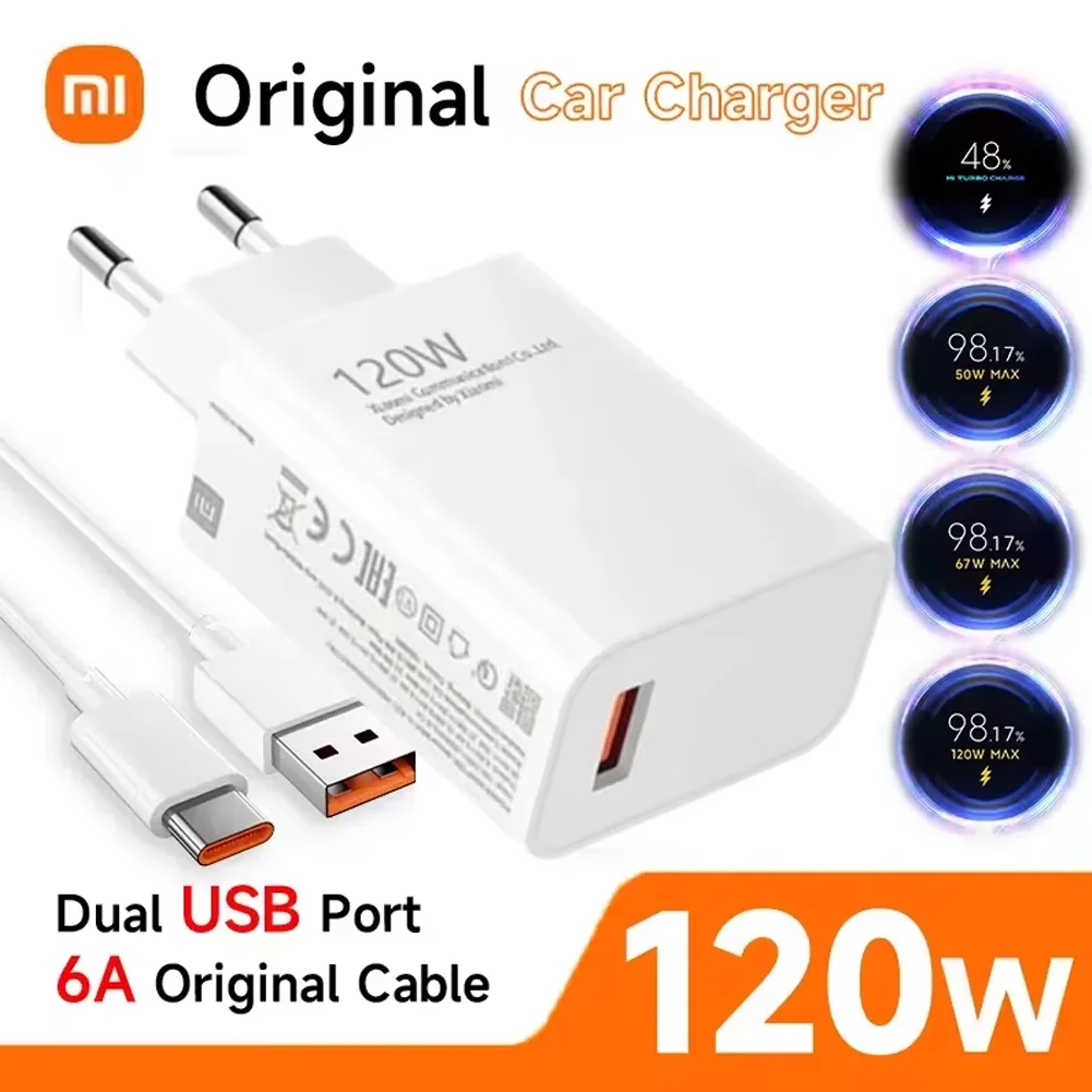 Xiaomi 120W Super Fast Charger 4 Ports USB C PD Charger Quick Charge 3.0 Type C USB Phone Chargers Adapter For IPhone Samsung