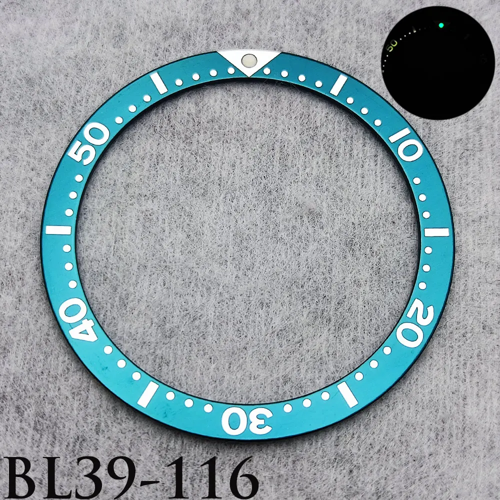 Men's Watch 39mm * 32.3mm Flat Aluminum Inlay Replacement Watch Inlay Ring Luminous Watch Accessories Inlay Replacement Parts