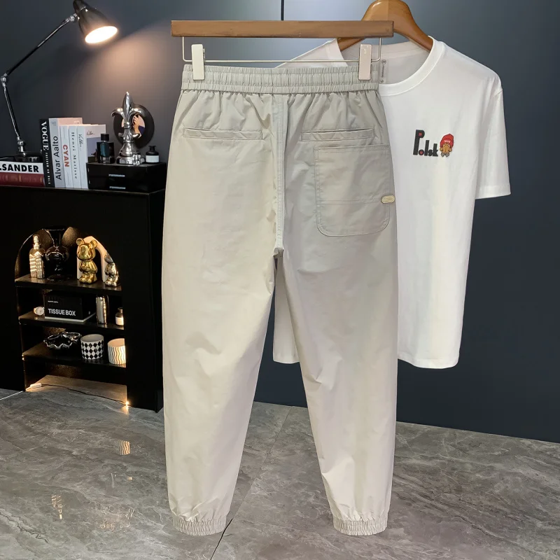 Summer thin quick drying casual pants for men, 2025 trend versatile, loose, comfortable, breathable sports ankle pants