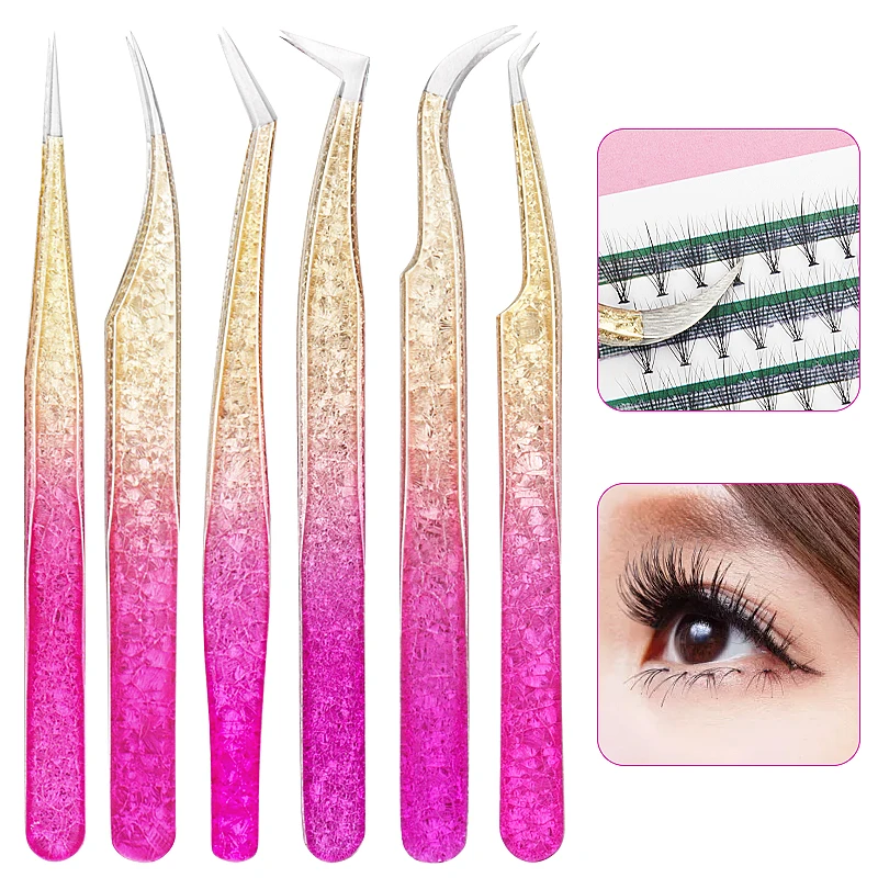 1pc Eyelash Tweezers Stainless Steel Accurate 3D Volume Fan Eyebrow Tweezer Non-magnetic Lash Extension Accessories Makeup Tools