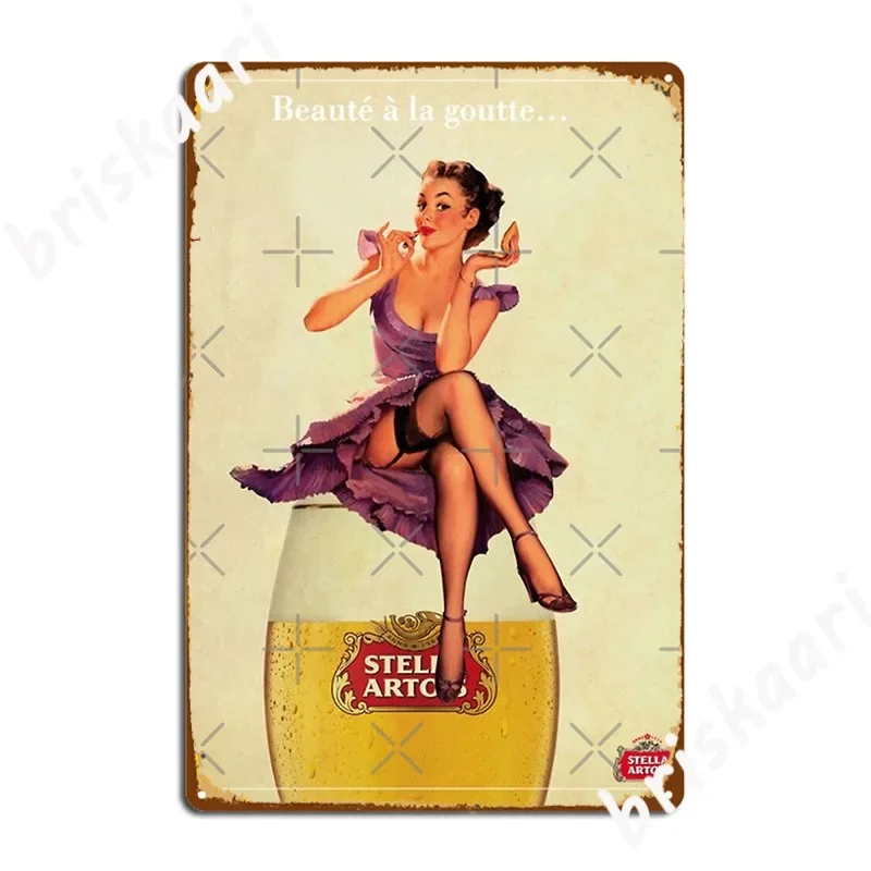 Póster de placa de Metal Vintage de Stella Artois, cartel de estaño para pub Vintage para el hogar